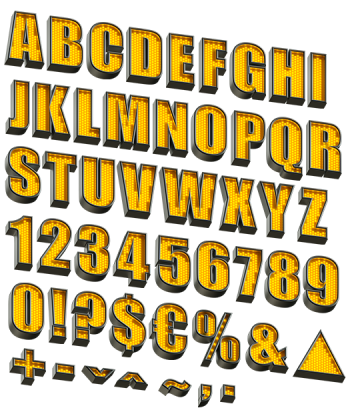 YellowLED font alphabet letters
