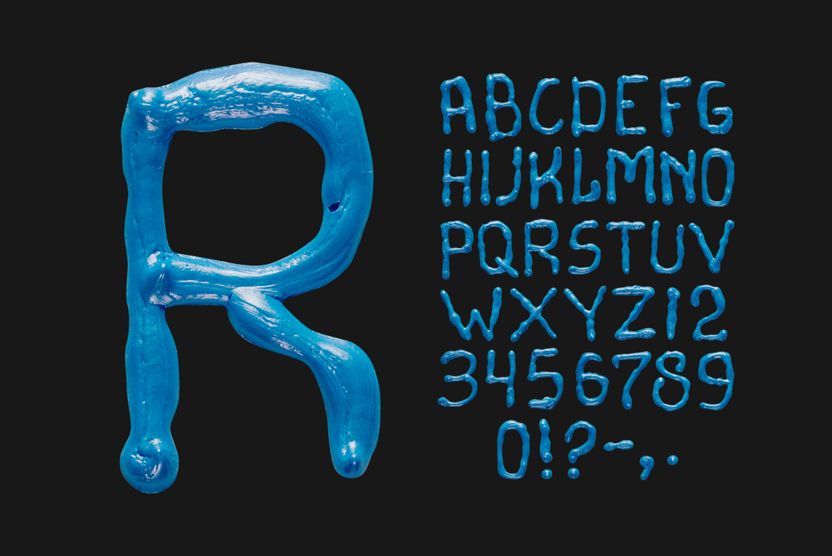 Blue Oil alphabet Made By Handmadefont.com