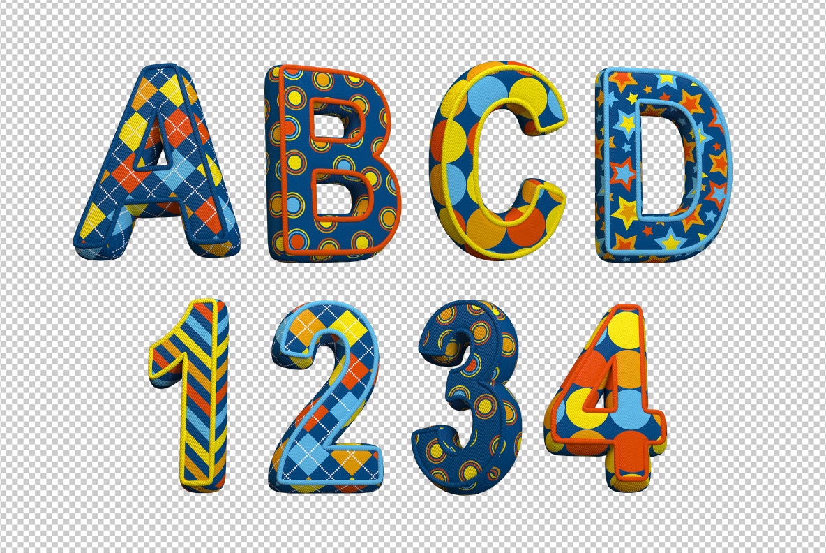 Photoshop test of the Color Textile alphabet Made By Handmadefont.com