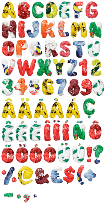 Color Plastic Bags funny font