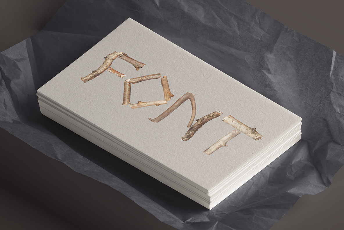 Alphabet made from branches