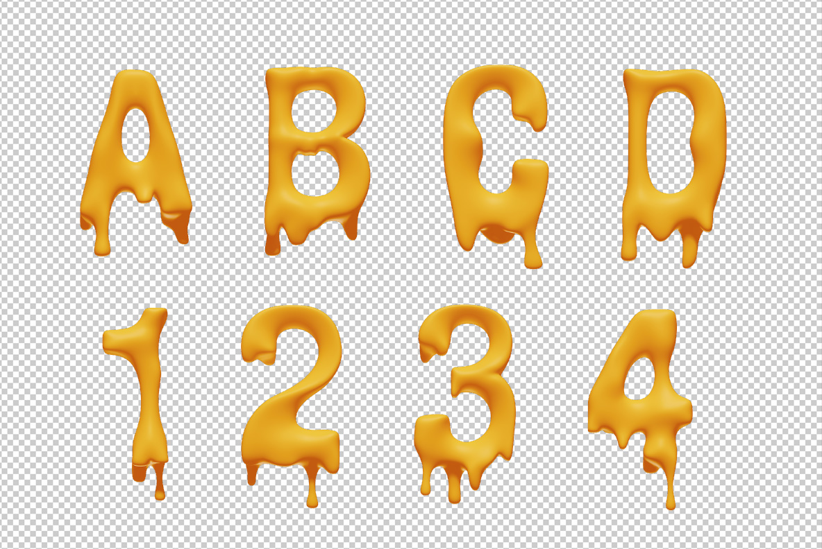 Melting Font OpenType Typeface SVG. Photoshop test of melting handmade font