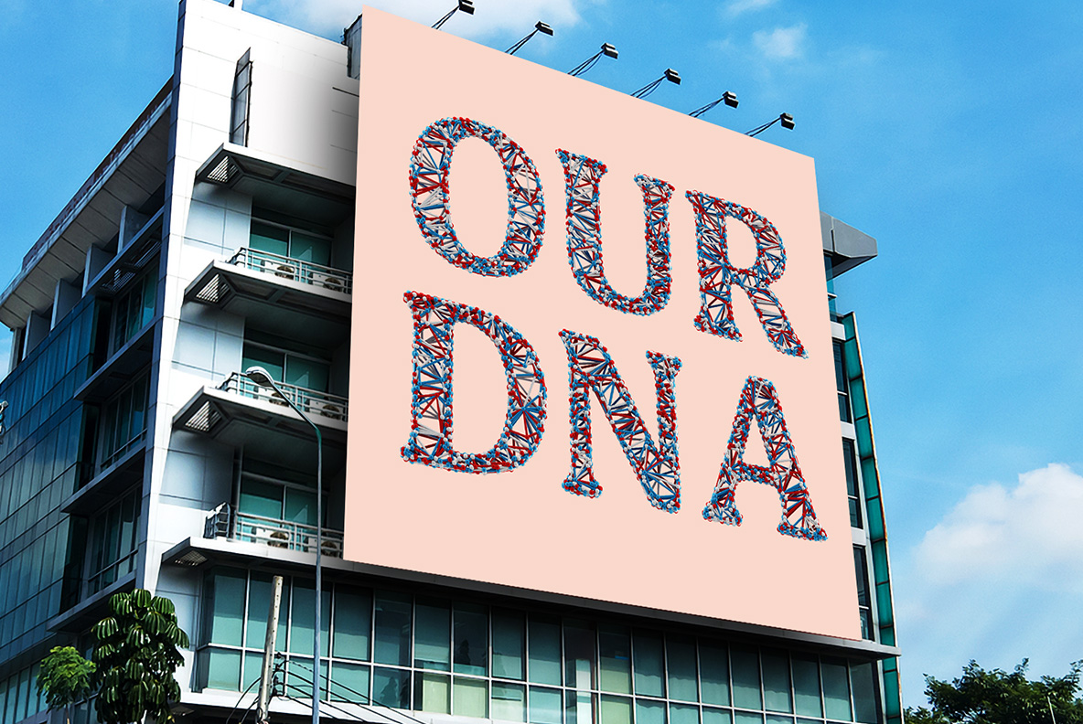Street billboard with the DNA Alphabet Made By Handmadefont.com