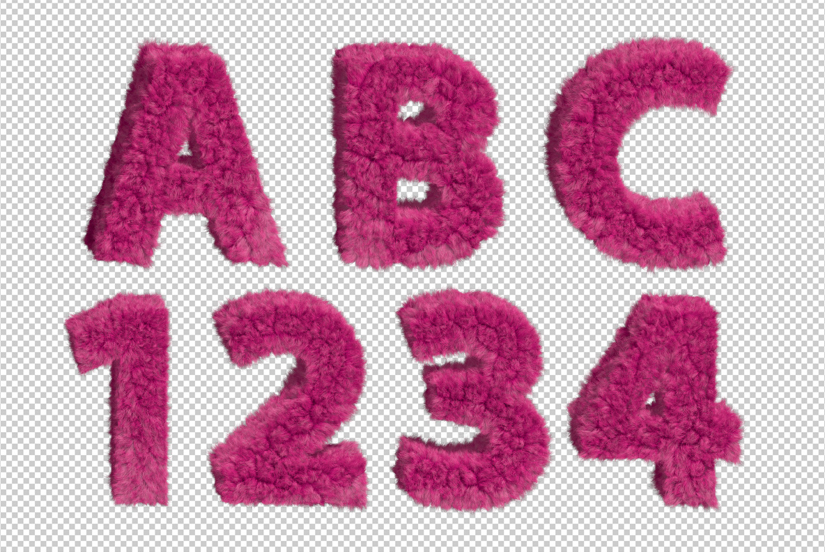 Photoshop test of the Pink Fur alphabet made by handmadefont.com