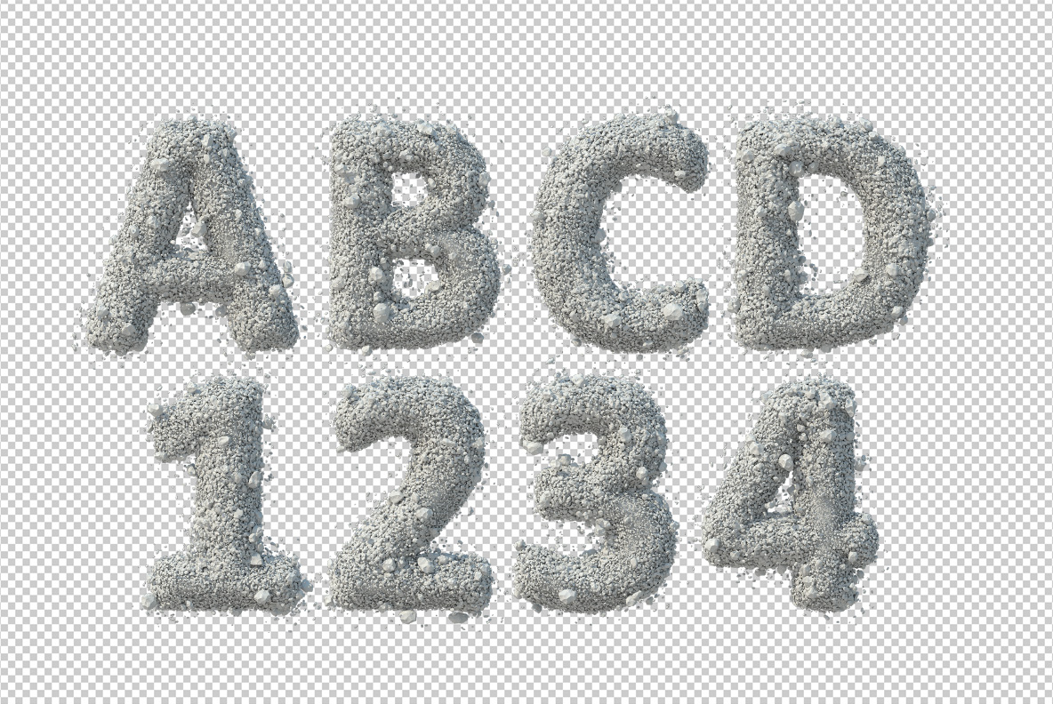 Photoshop test of the Stone Dust alphabet made by handmadefont.com