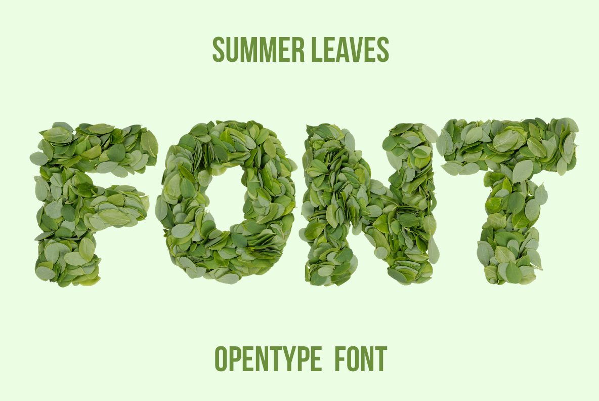 Cover of the Summer Leaves Font. Green OpenType Font Made By Handmade Font
