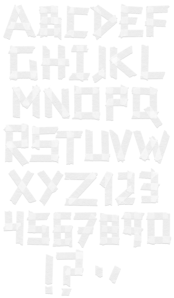 Tape White handmade Font