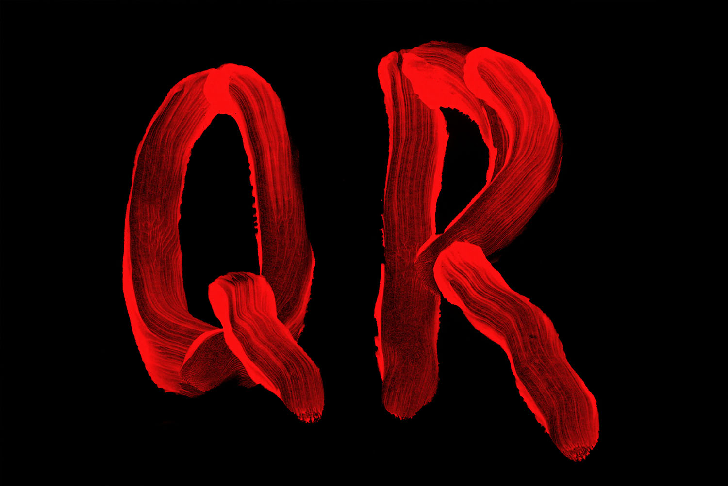 Blood Font QR letters Large letters Q and R of the Blood Font painted on a black field