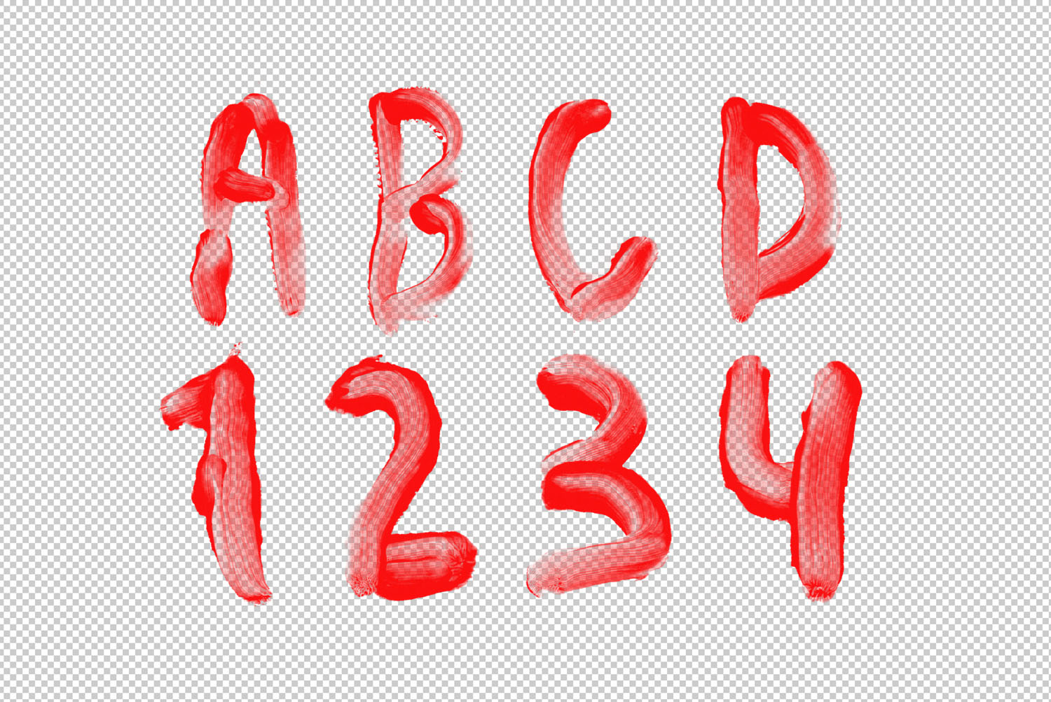 Blood Font PNG letters Transparent PNG letters and numbers of the Blood Font on a checkered background