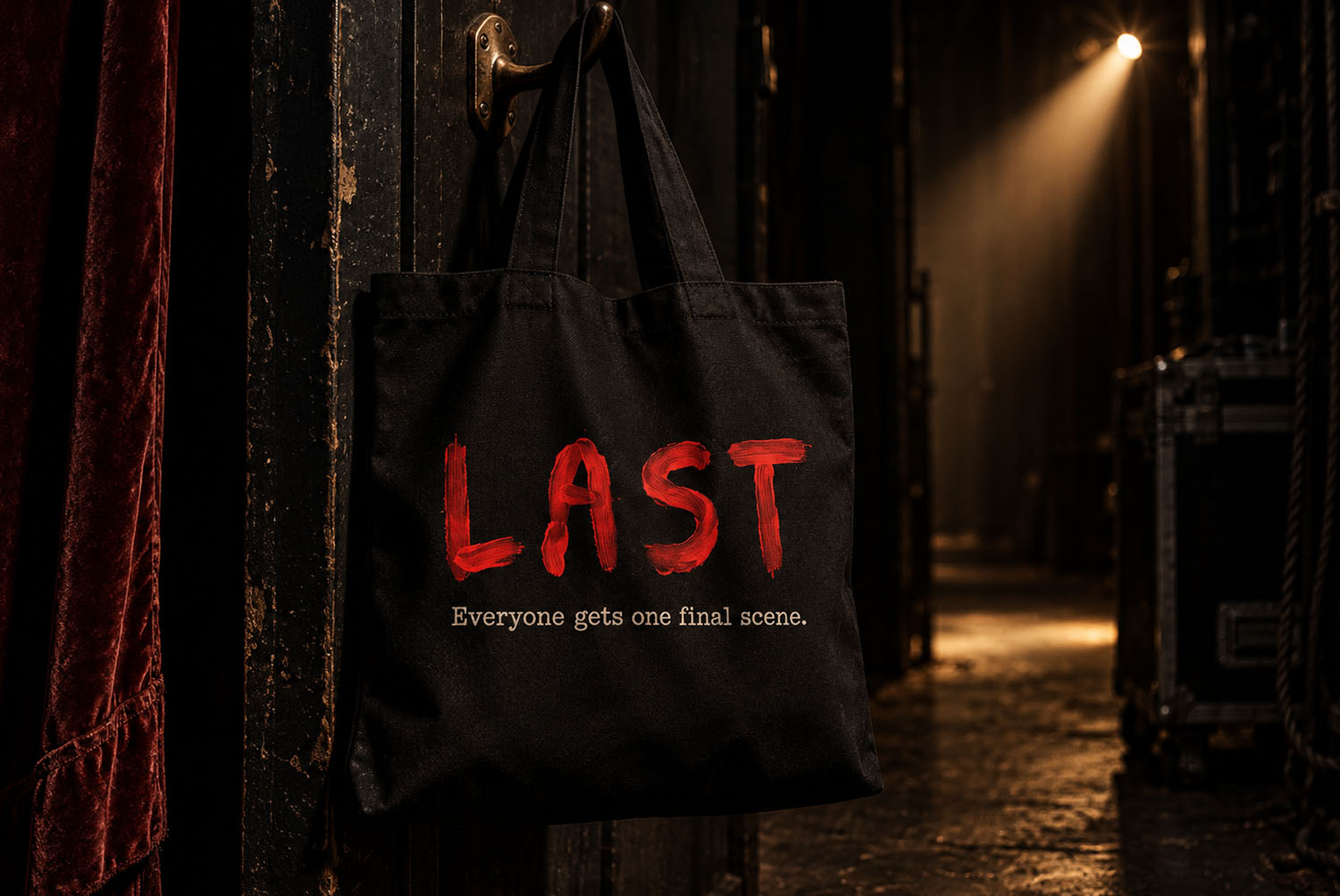 Blood Font tote bag Black tote bag printed with the word LAST in the Blood Font