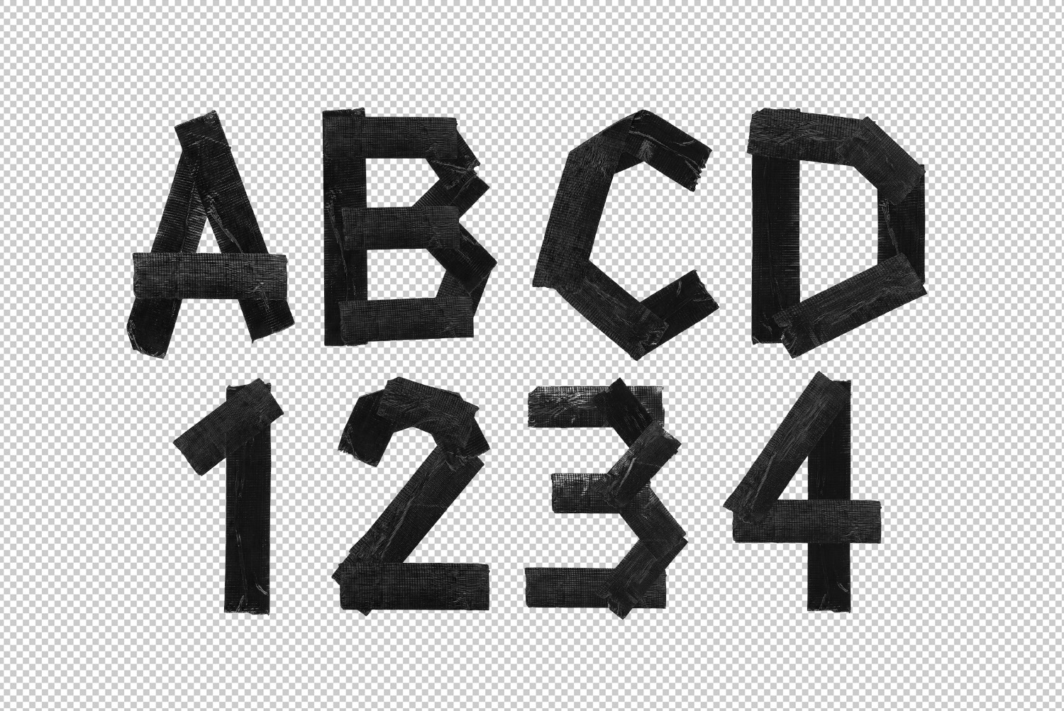 Tape Black Font – Black Tape Alphabet Tape Black Font alphabet featuring letters made from folded black tape