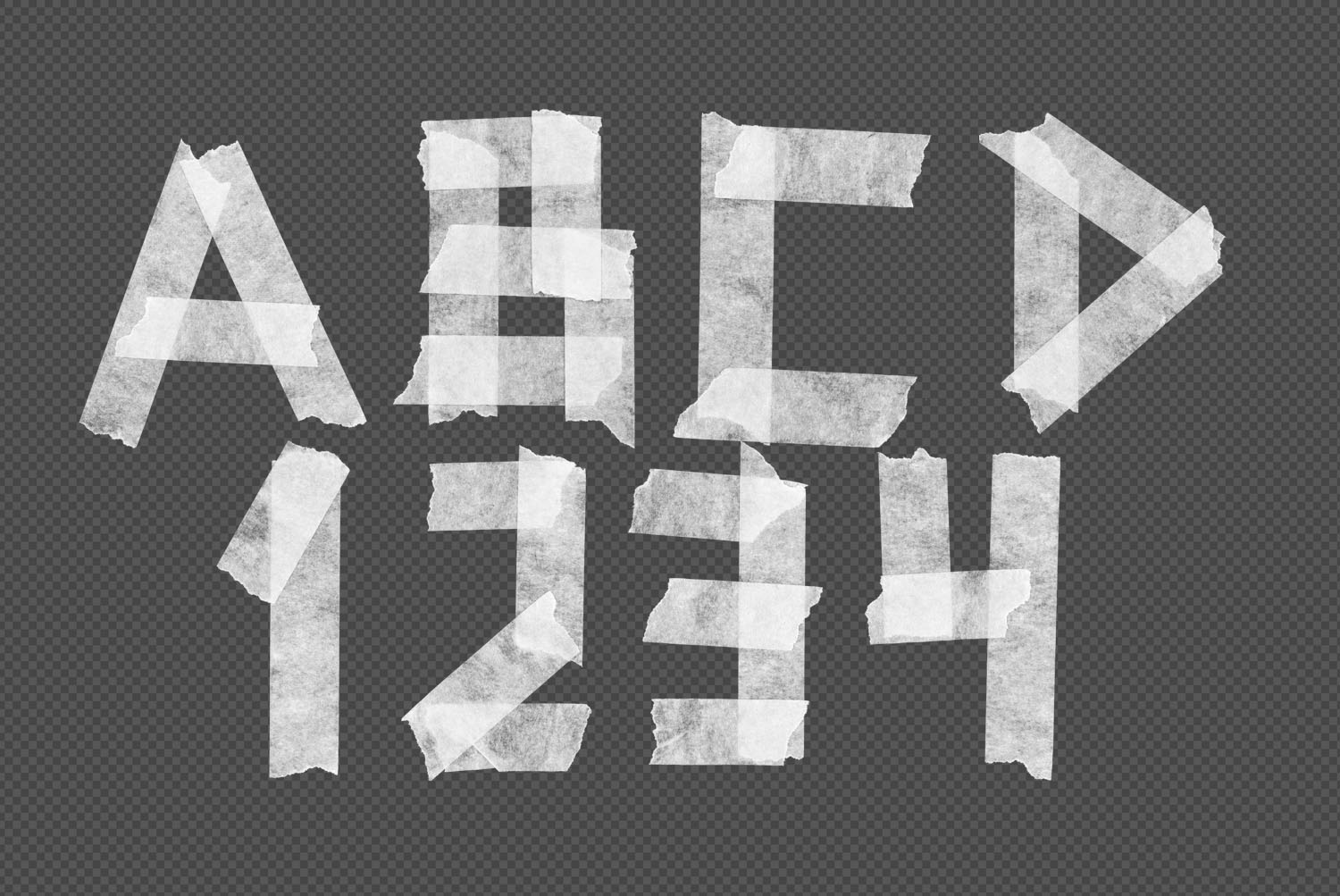 Tape White Font PNG letters Separate transparent PNG letters included with the Tape White Font
