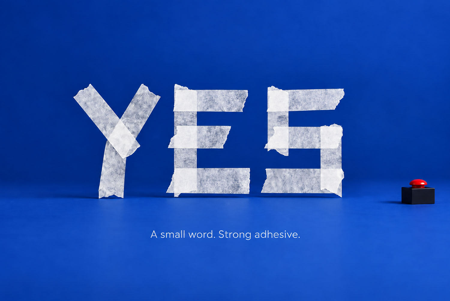 Tape White Font spelling YES The word YES taped out in the Tape White Font