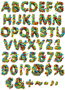 3d Pixel color Font