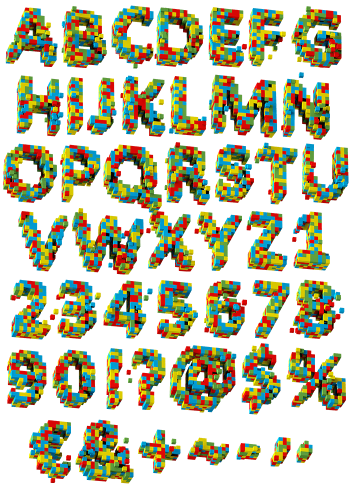 3d Pixel color Font