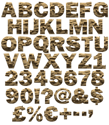 Abstract Blocks wooden Font