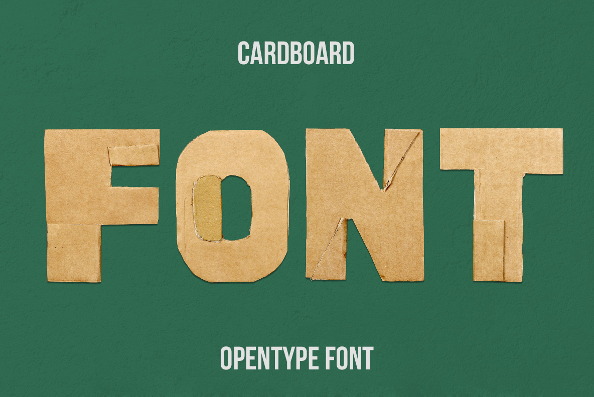 Cover of the Cardboard Font Paper. OpenType Typeface Made By Handmade Font