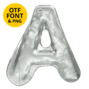 Melted Ice Font Letter A. OpenType typeface