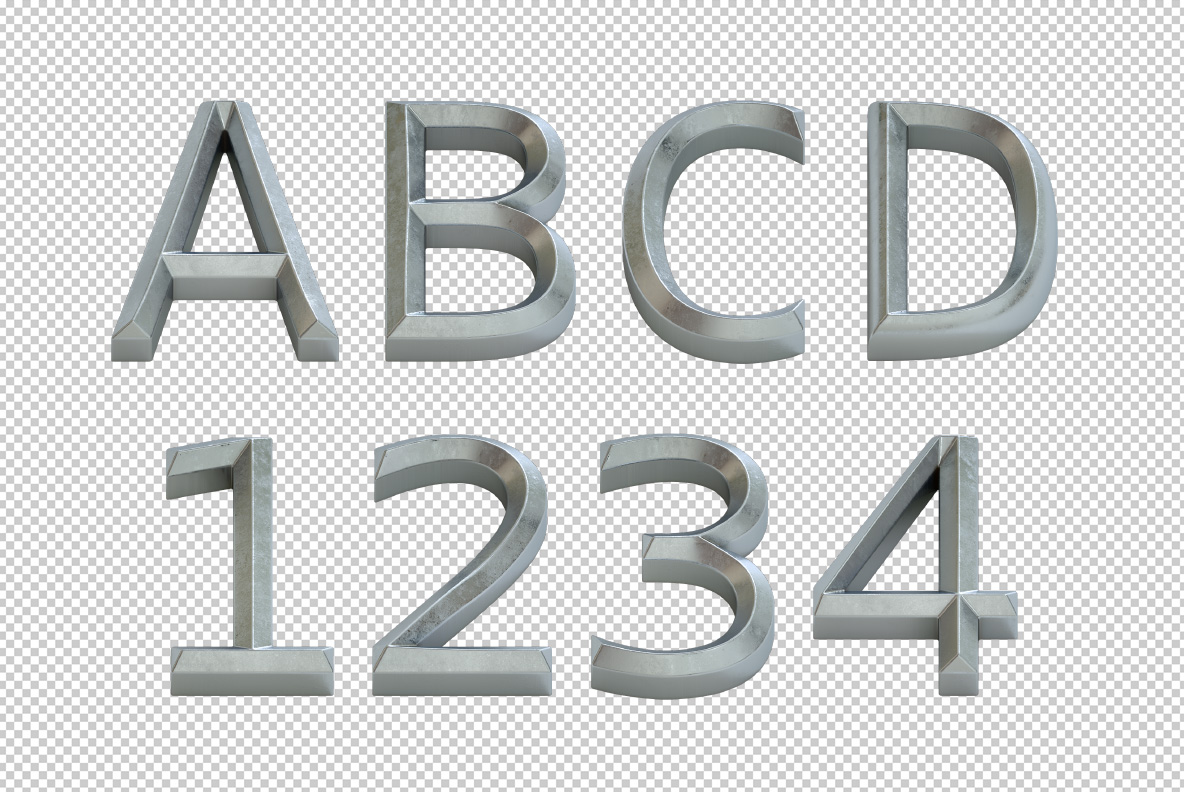 Photoshop test of the Metal Bevel Font OpenType Typeface Made By Handmade Font