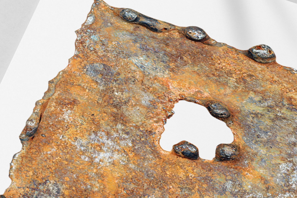 Closeup of the Rusty Metal Alphabet Made By Handmadefont.com