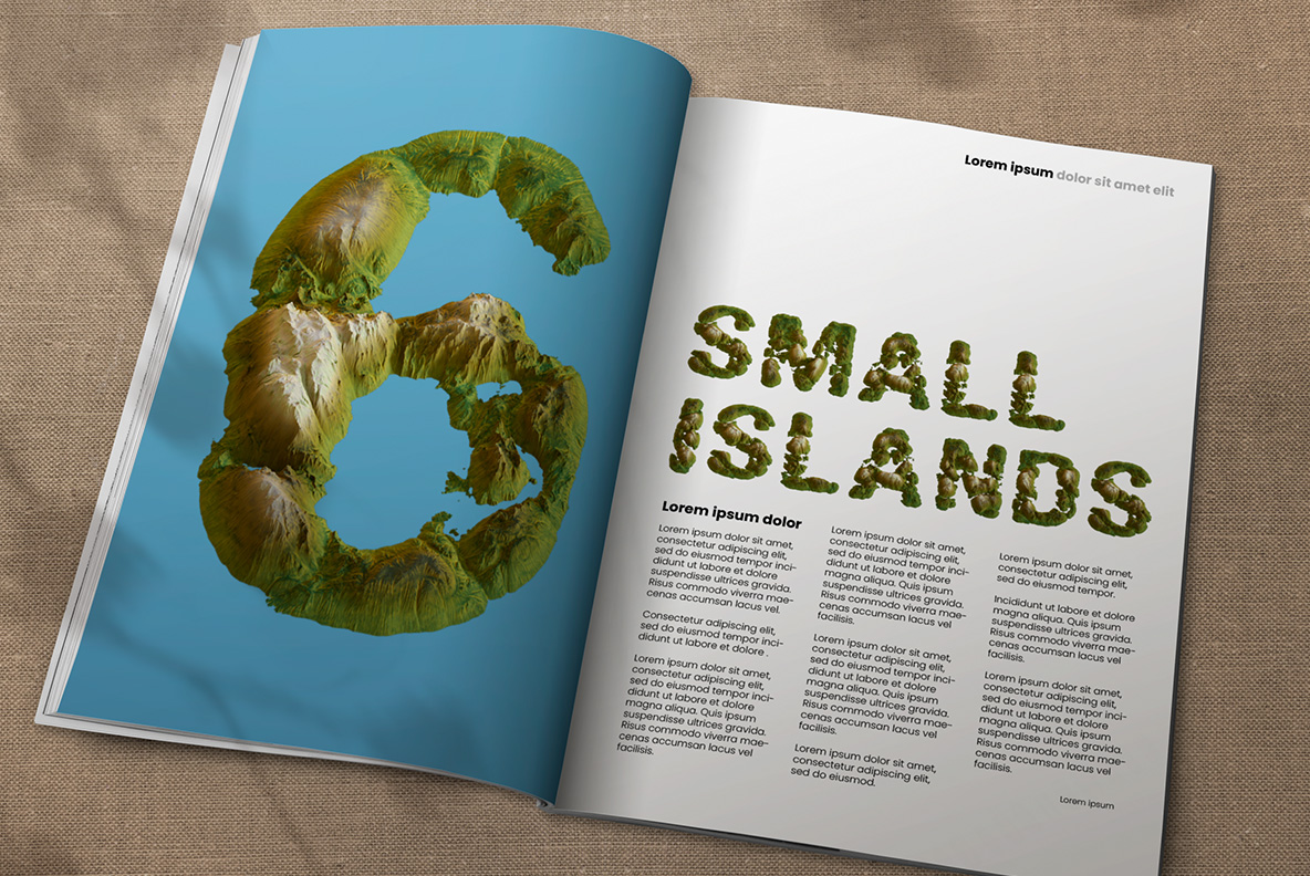 Opened magazine with the Sea Island Alphabet made by handmadefont.com