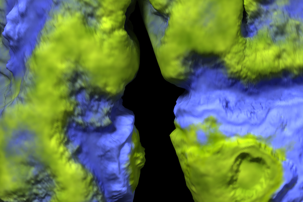 Geo Font terrain close-up Close view of the modelled land and ocean surface used in the Geo Font