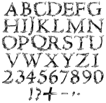 Asteroid Font letters