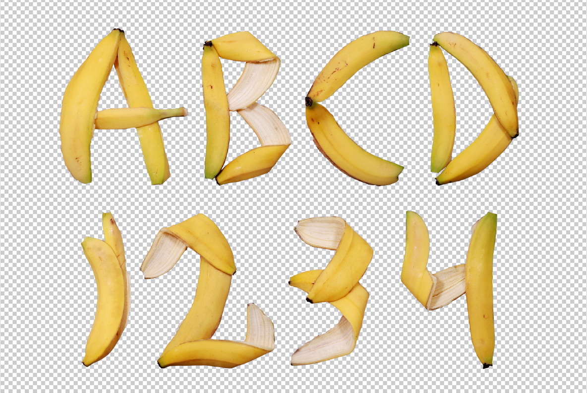 Photoshop test of the Yellow Banana OpenType Alphabet Made By Handmadefont.com