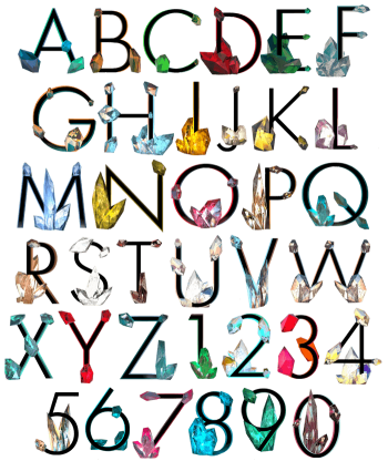 Crystal Colorful Diamond Font Alphabet