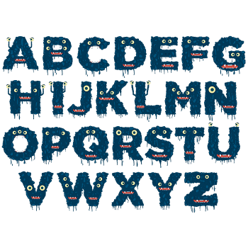 Monster Font Blue Alphabet