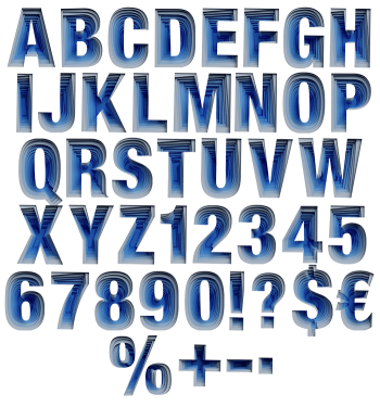 Blue Paper Cut Font Alphabet