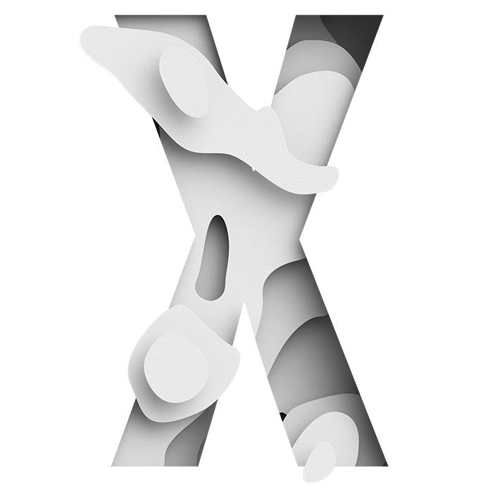 Origami Paper Waves Font. Letter X