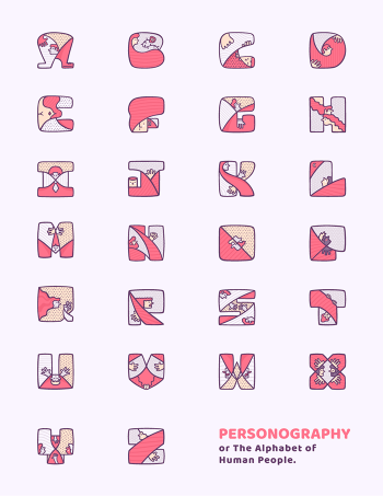 Unique Human Font Alphabet