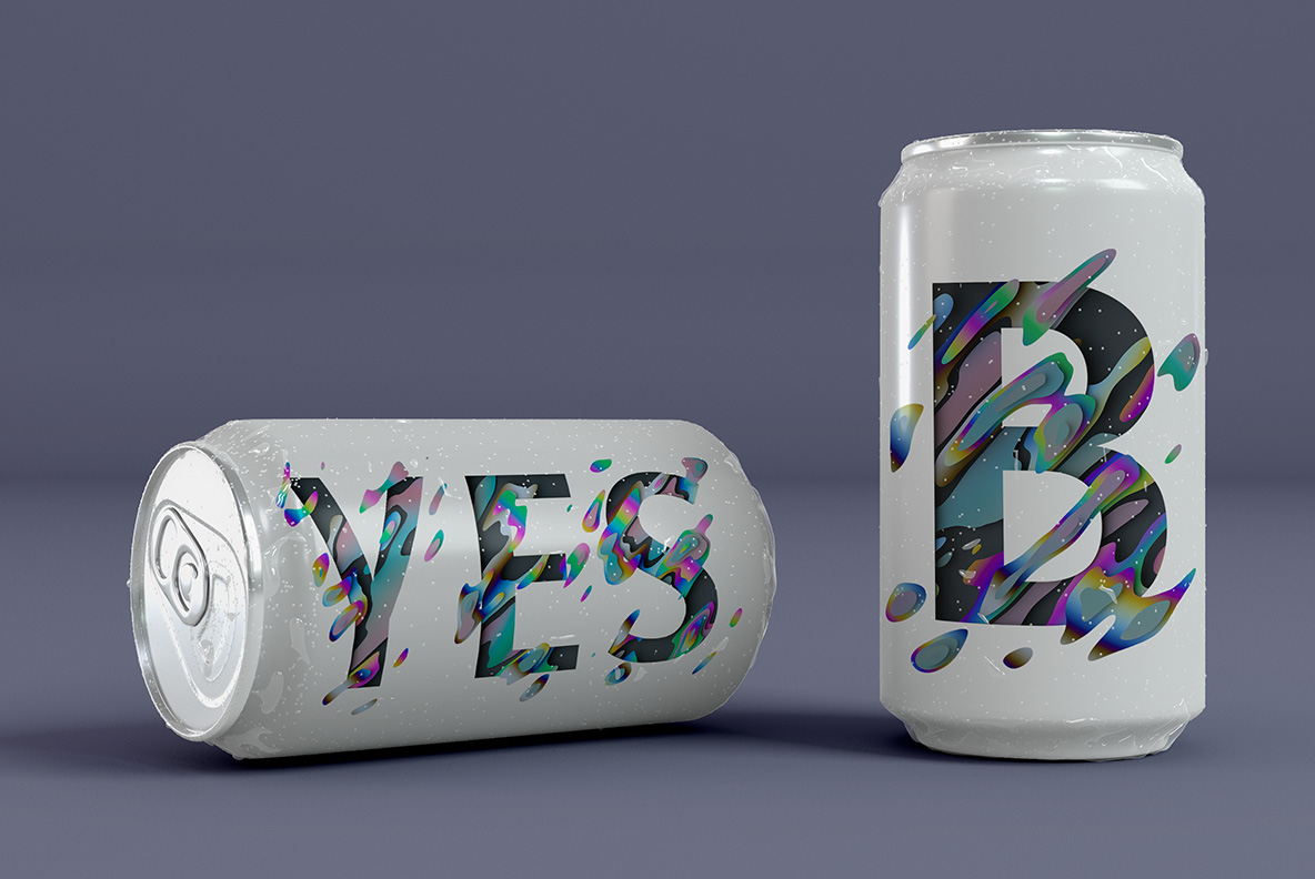 White cans with the Spectral Alphabet Made By Handmadefont.com