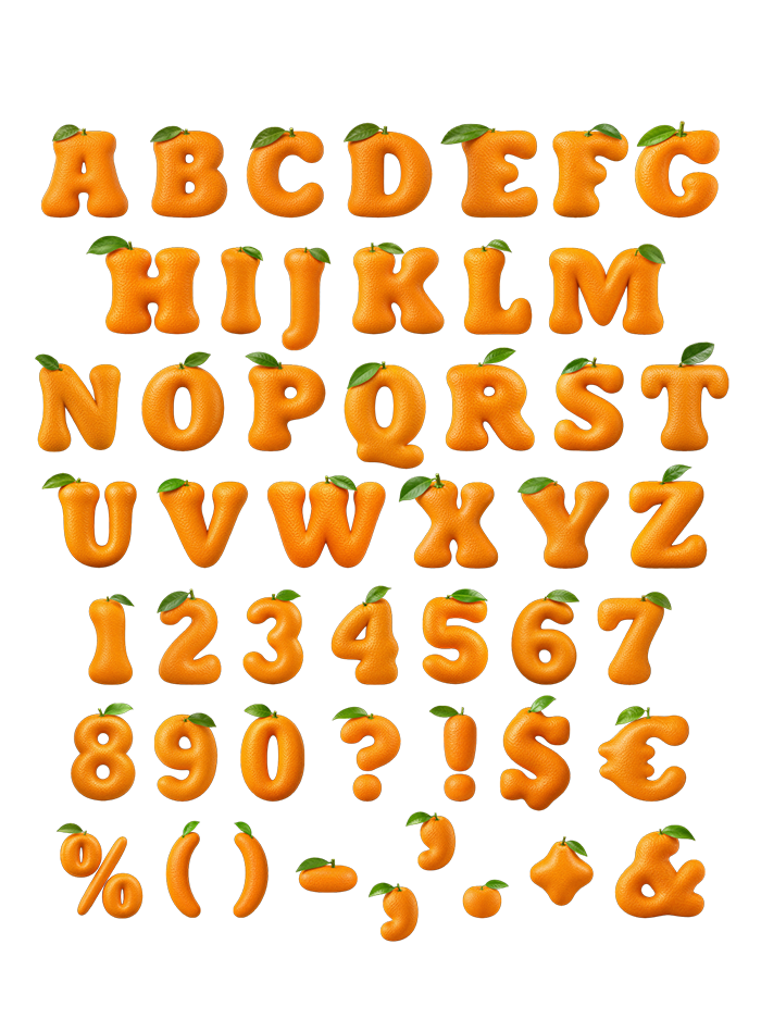 orange font full alphabet