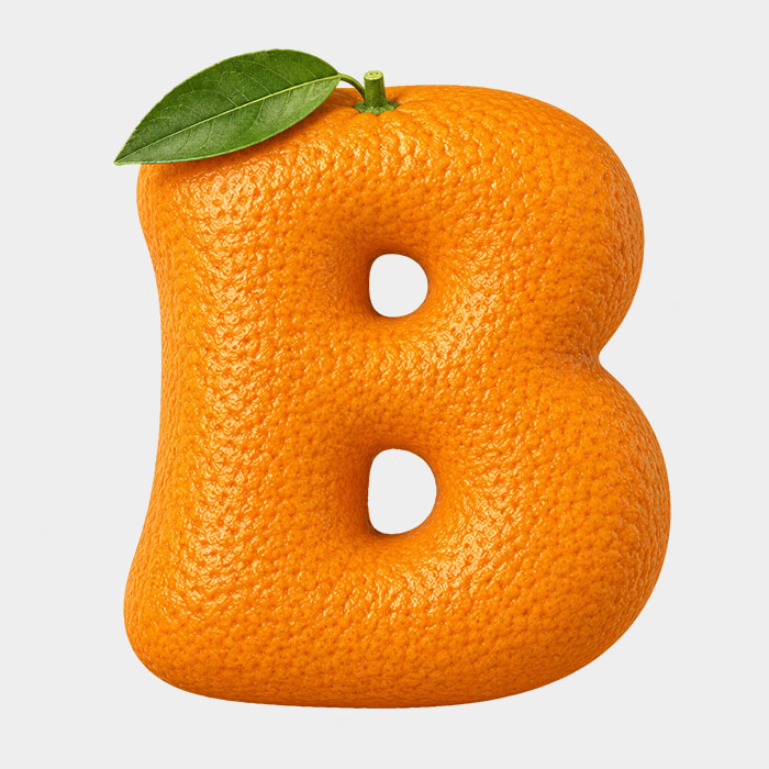 orange font letter B