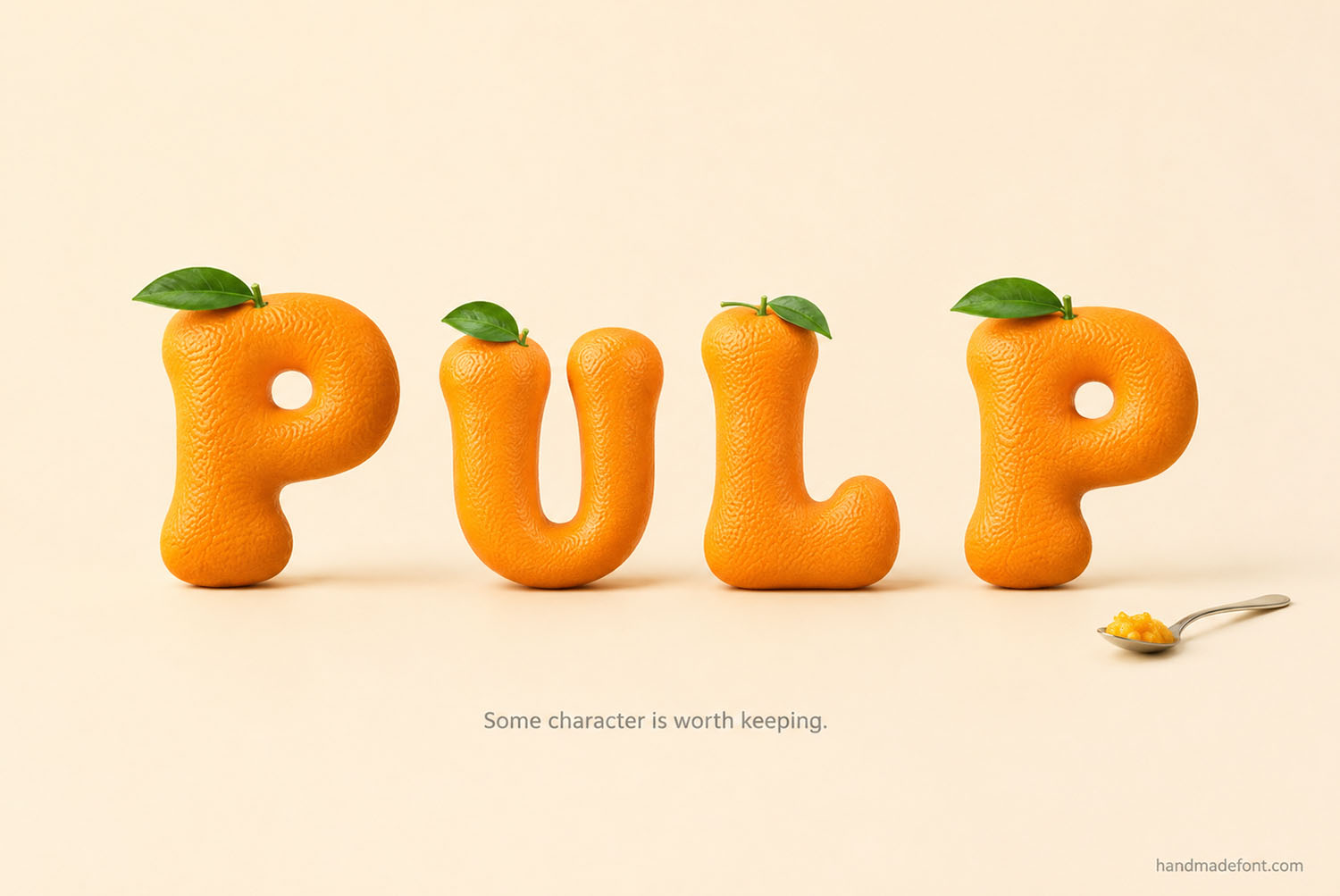 Orange Font Spoon Mockup orange font PULP poster with a spoon of pulp