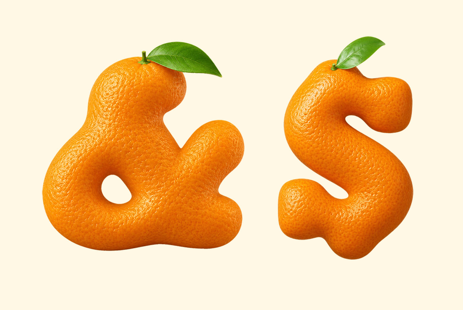 Orange Font Symbols Closeup orange font ampersand and letter S closeup