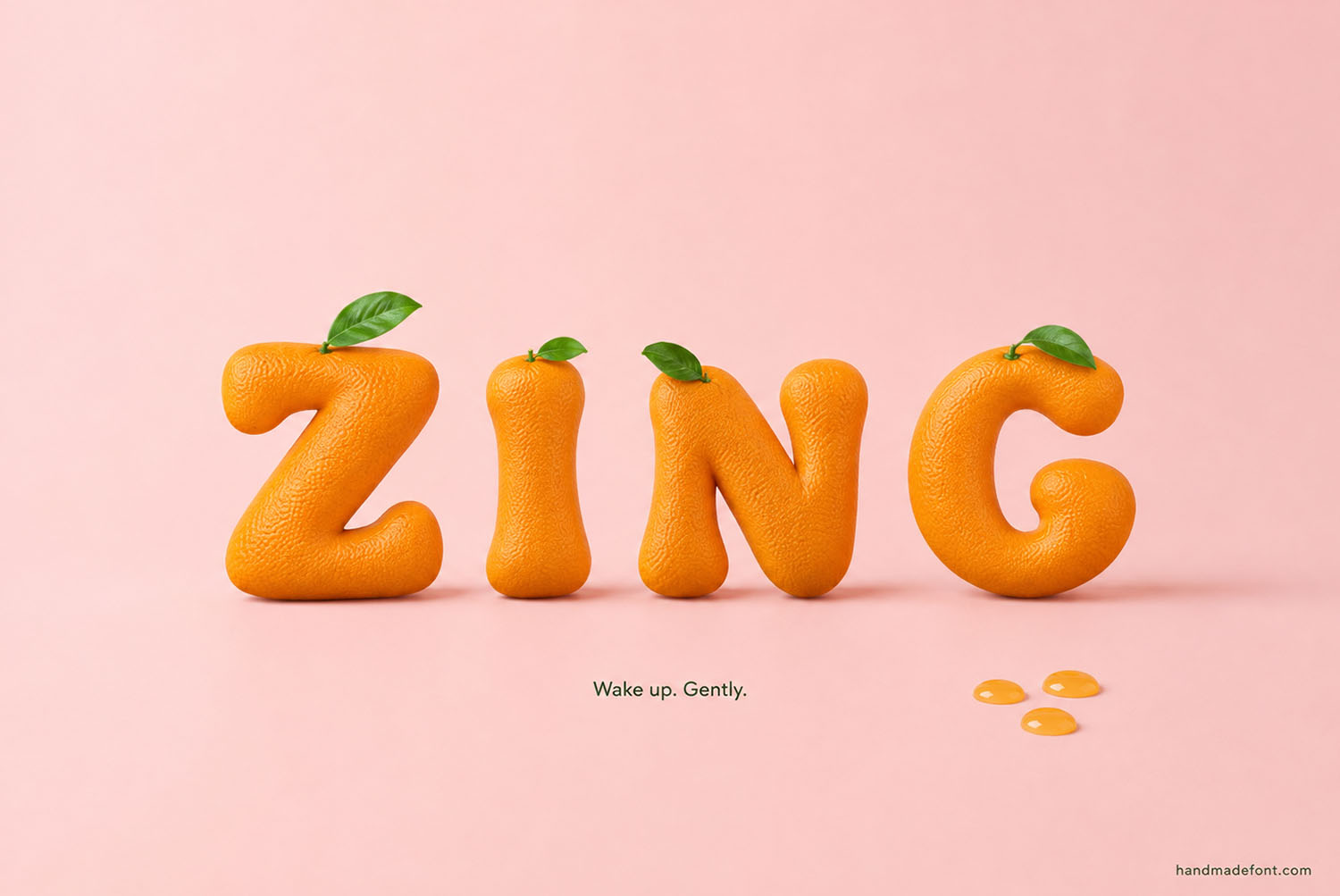 Orange Font Juice Drops Mockup orange font ZING poster with juice drops