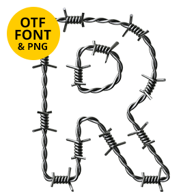 Barbed Wire OpenType Font Letter R