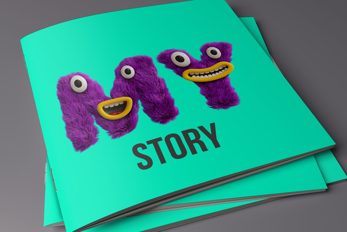 Happy Monster Font OpenType Typeface SVG. Magazine cover