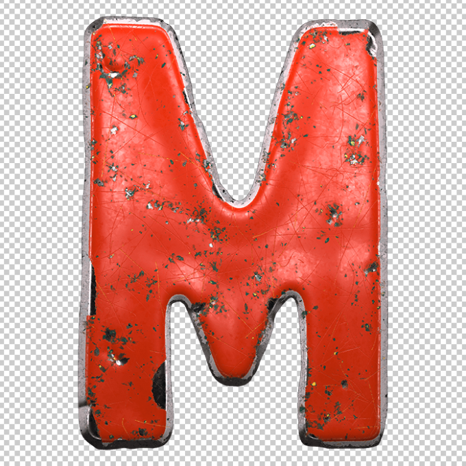 Metallic Red Lettering Red Brushed Metal alphabet - Handmadefont