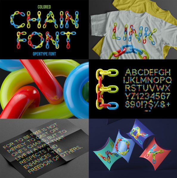 Preview of the Color Chain Alphabet Made By Handmadefont.com