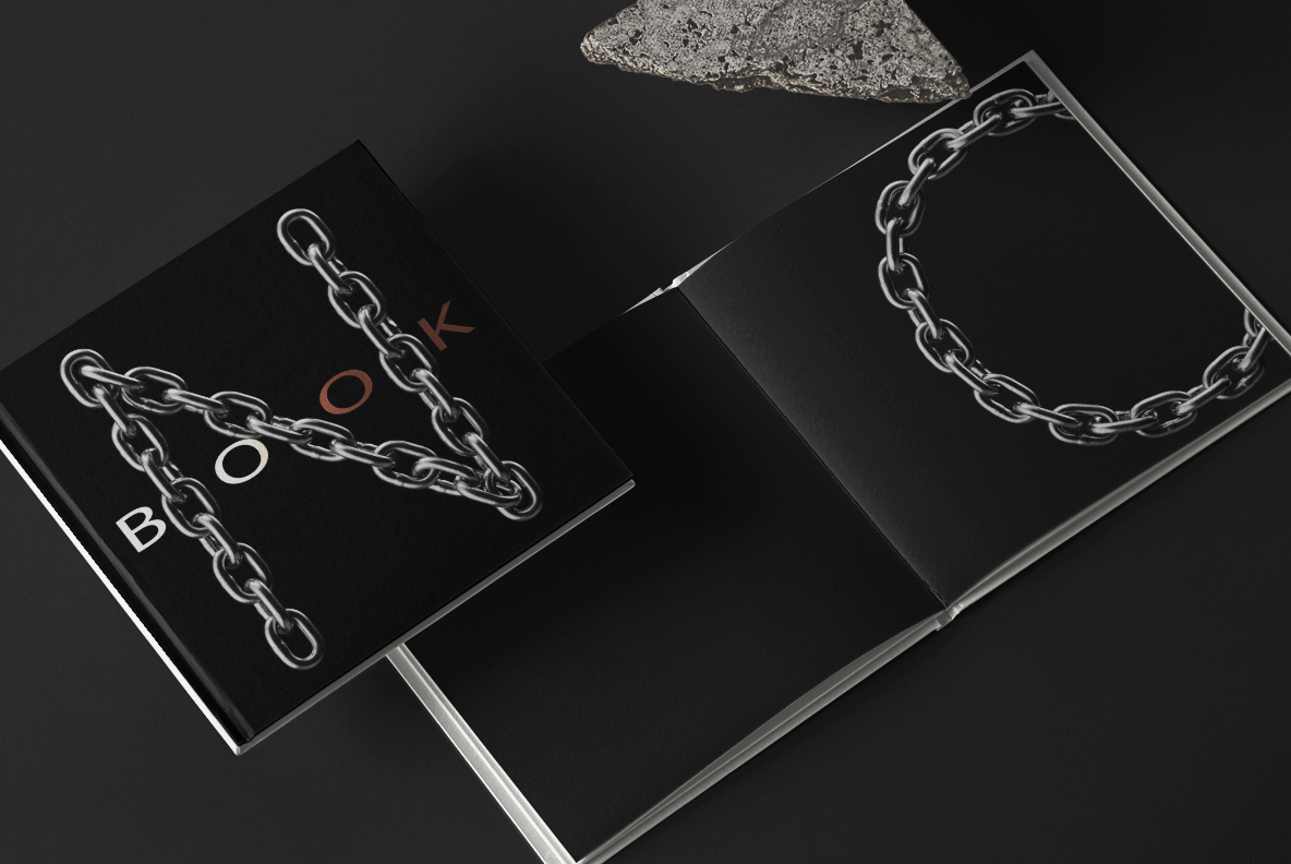 Silver Chain Font book spread Silver Chain Font characters across an open book spread