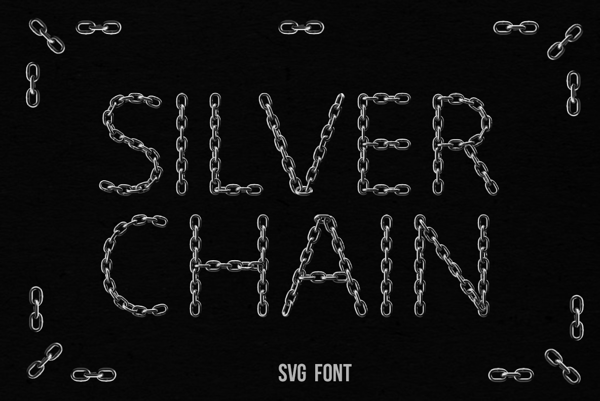 Silver Chain Font grey layout Silver Chain Font word set on a grey layout with red accents