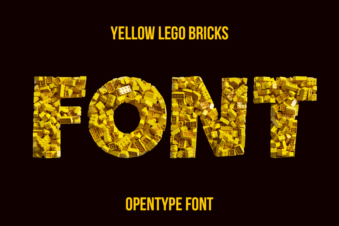 Cover of the Yellow Lego Bricks alphabet Made By HandmadeFont.com
