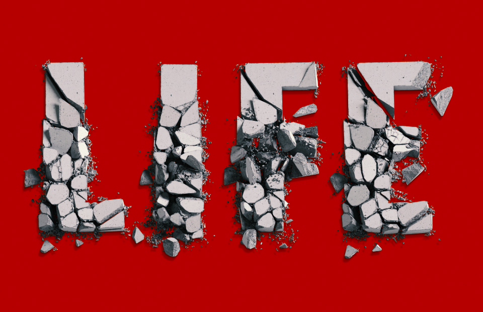 Fall of the Concrete Font on red Short word set in the Fall of the Concrete Font on a red background