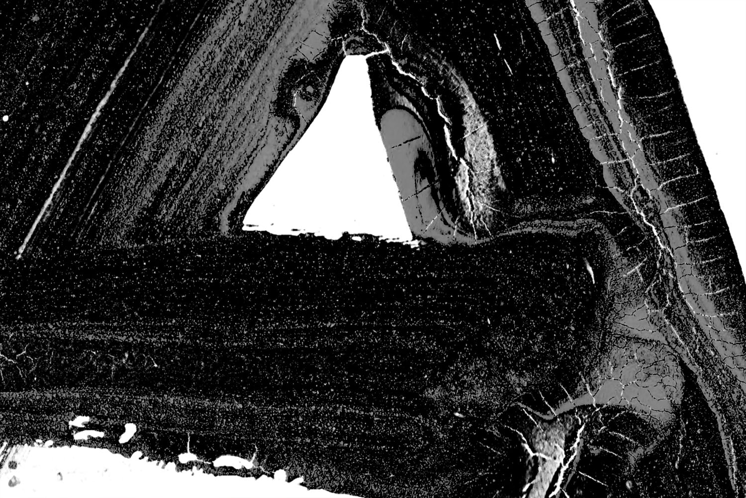 Close-up of a Black Paint Font capital Close-up of brush ridges and bristle gaps on a Black Paint Font letter