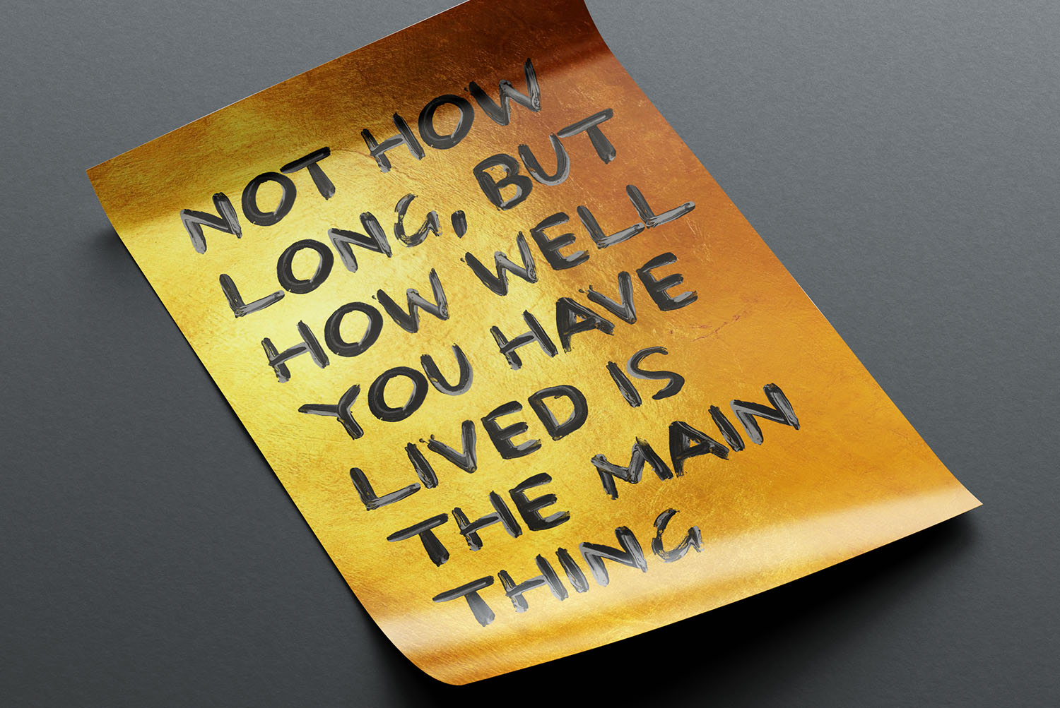 Poster set in the Black Paint Font Gold poster with a hand-painted quote in the Black Paint Font