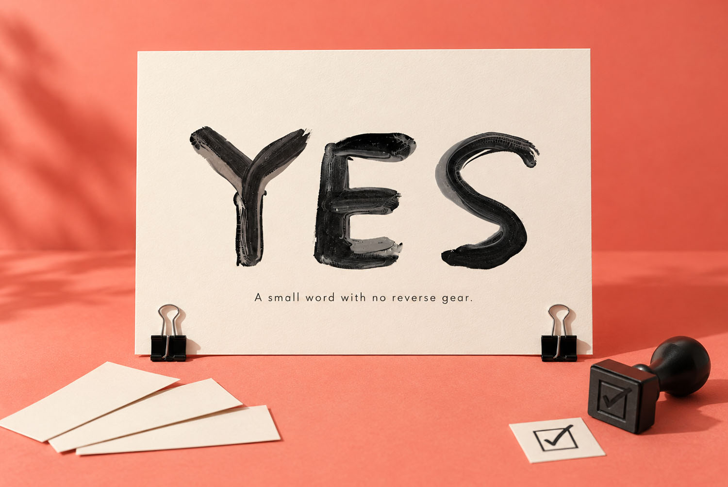 The word YES in the Black Paint Font A card reading YES painted in the Black Paint Font